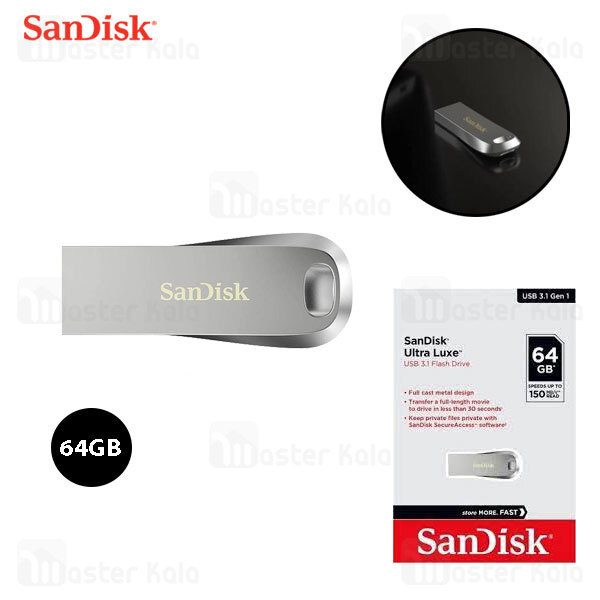 فلش مموری 64 گیگابایت سن دیسک SanDisk Ultra Luxe SDCZ74 USB 3.1